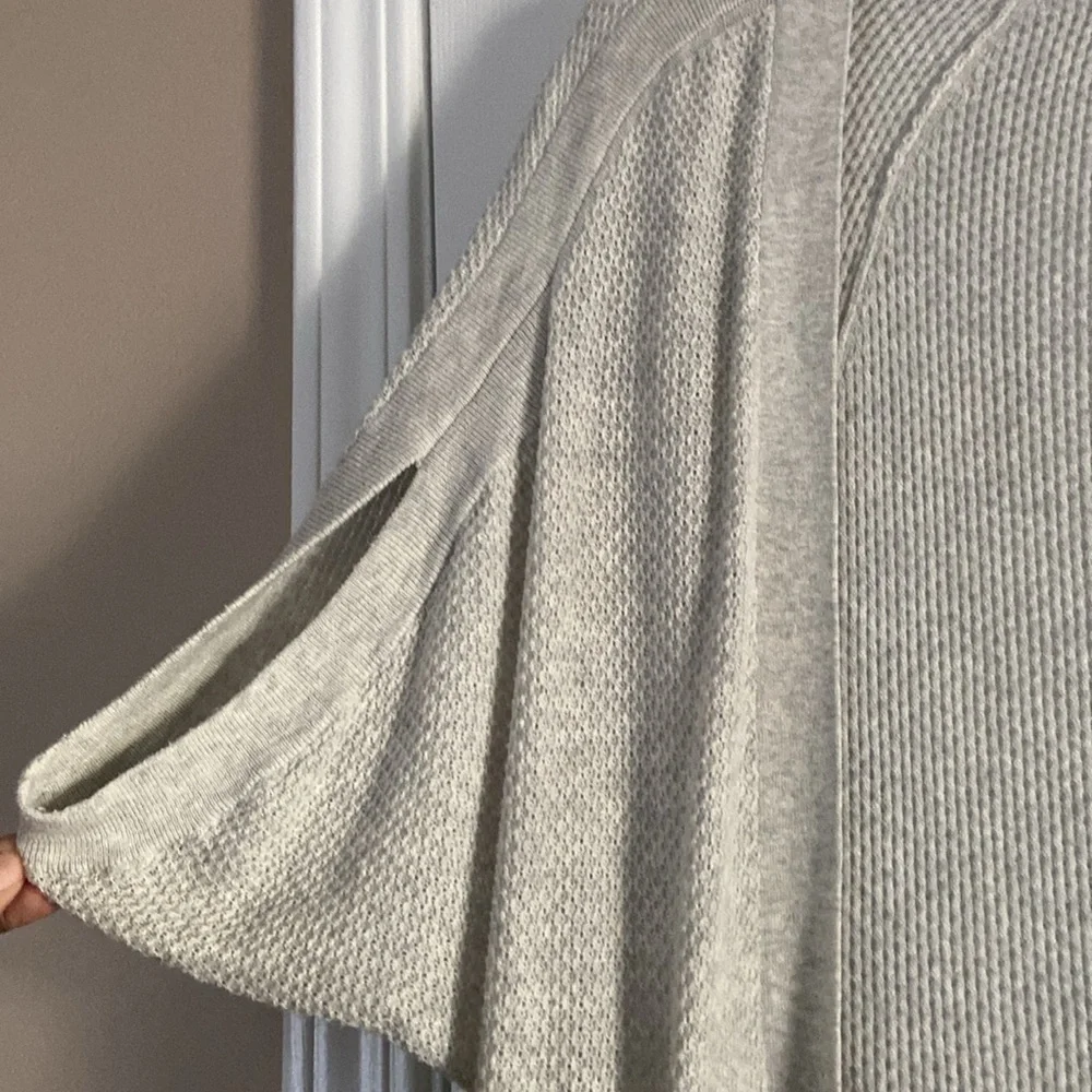 Angel of the North Light Gray Cotton Open Cardigan Cozy Lightweight Sweater knit